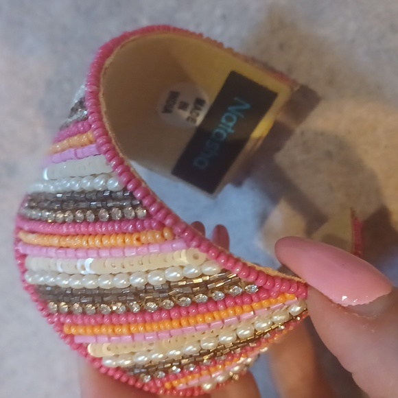 Natasha Multi-Colored Handmade Beaded Cuff Bracelet - Picture 2 of 4